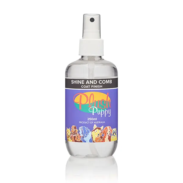 Plush Puppy - ספריי הברשה זוהר מלא של ברק וצבע Shine and Comb Shine Spray