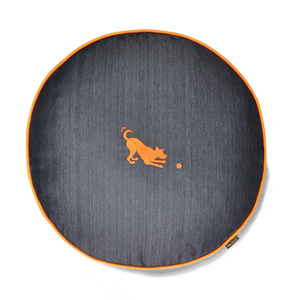P.L.A.Y - מיטה עגולה ג'ינס / כתום ROUND BED - DENIM - ORANGE, תמונה 2