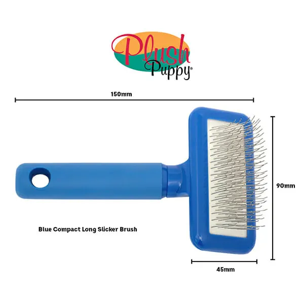 Plush Puppy - מגרדת כחולה רכה קומפקטית עם פינים ארוכים Compact Long Pin Slicker, תמונה 2