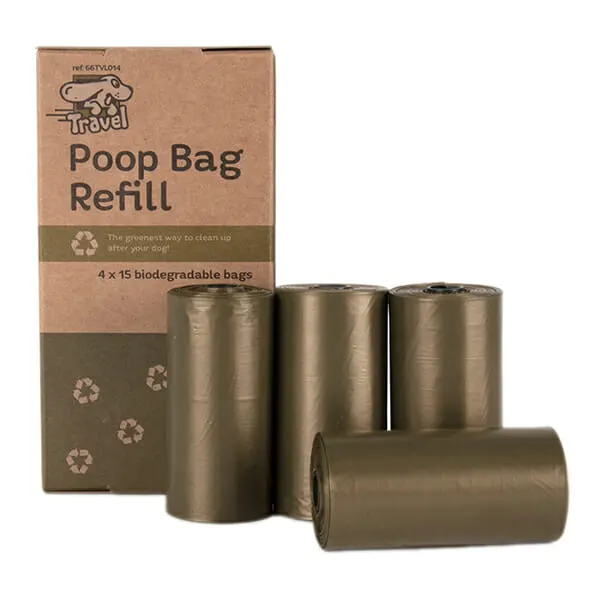 TRAVEL - שקיות מתכלות לאיסוף צרכים - Poop Bag Refill holds 4x15 Bio Degradable bags 31X22cm