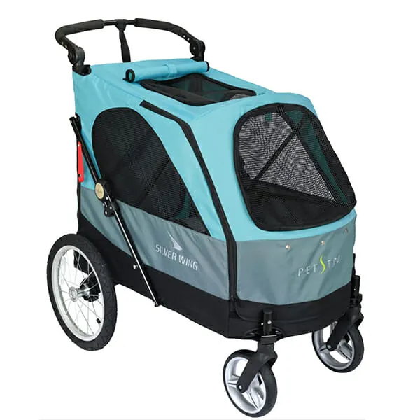 Petstro Safari - עגלה לכלבים 4 גלגלים - Petstro Large 4-Wheel Buggy,Turquoise/Grey, תמונה 2