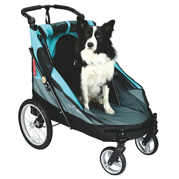 Petstro Safari - עגלה לכלבים 4 גלגלים - Petstro Large 4-Wheel Buggy,Turquoise/Grey, תמונה 3