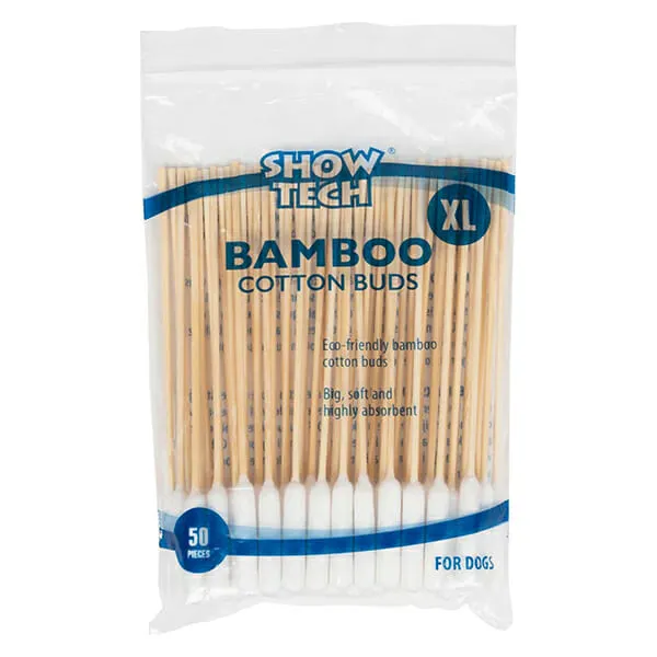 Show Tech - מקלות במבוק לניקוי אוזניים Bamboo Cotton Buds 50 Pcs – XL