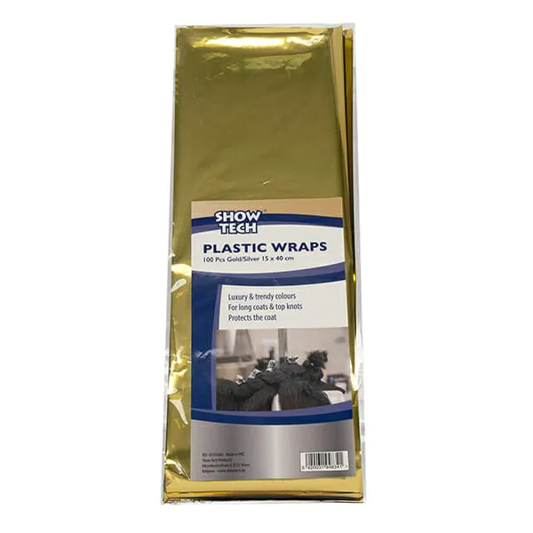 Show Tech - ניילון לרולים Plastic Wraps 100 Pcs Gold/Silver 15 x 40 cm