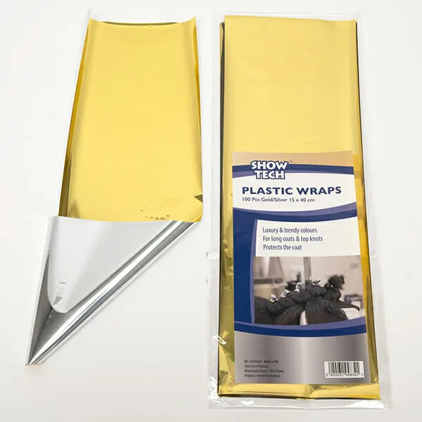 Show Tech - ניילון לרולים Plastic Wraps 100 Pcs Gold/Silver 15 x 40 cm, תמונה 2