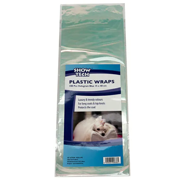 Show Tech - ניילון לרולים Plastic Wraps 100 Pcs Hologram Blue 15 x 40 cm