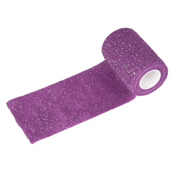 SHOW TECH - תחבושת נצמדת סגול נצנצים 7.5X4.5 ס"מ Self-Cling Bandage
