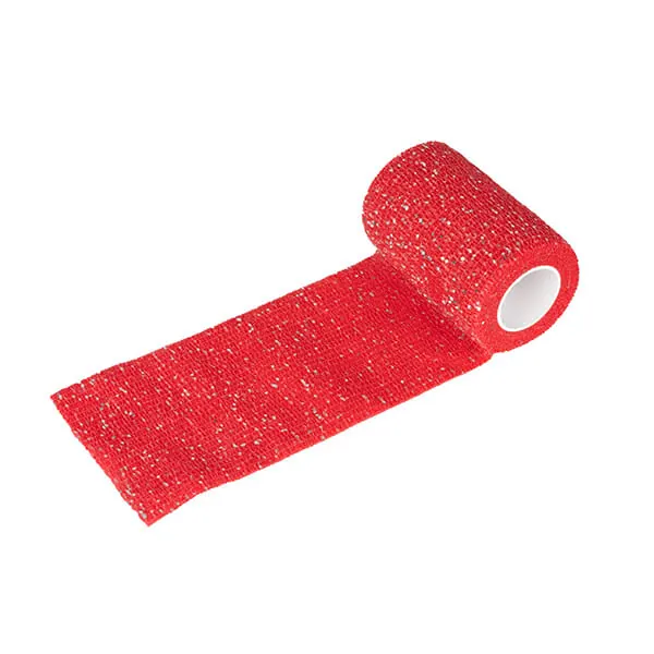SHOW TECH - תחבושת נצמדת אדום נצנצים 7.5X4.5 ס"מ Self-Cling Bandage