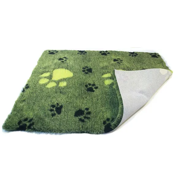 Vet Bedding - משטח רב תכליתי Green Large Lime Green Paw High Grade Bed Fleece for Pets