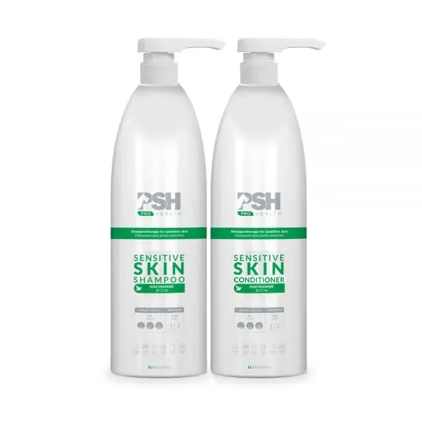 PSH – Pet Skin HealthCare – שמפו + מרכך לעור רגיש Sensitive Skin Shampoo + Sensitive Skin Conditioner 1L