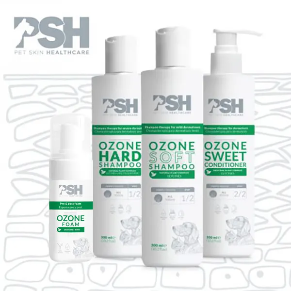 PSH - Pet Skin HealthCare - שמפו + מרכך + קצף טיפוליים אוזון Ozone Soft / Hard Shampoo + Sweet Conditioner + Foam