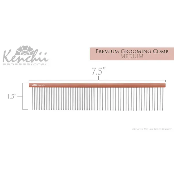 Kenchii - מסרק 19 ס"מ "Premium Satin Rose Gold Grooming Comb - Medium - 7.5, תמונה 2