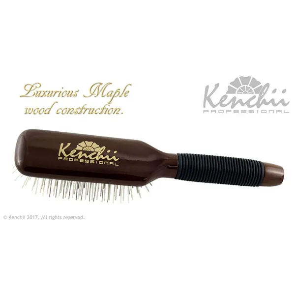 Kenchii - מברשת פינים מלבנית Large Oblong Metal Pin Brush with One-piece Maple Body, תמונה 2