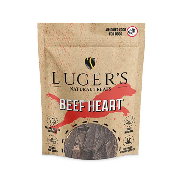 Lugers - חטיפי לעיסה טבעיים לכלבים - לב בקר מיובש Natural Treats - Beef Heart 100g