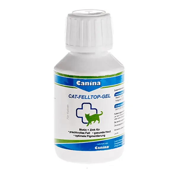 Canina - תוסף ג'ל ביוטין ואבץ לחתולים לפרווה ועור בריאים ולפיגמנטציה Cat Coat Top Gel 100 ml