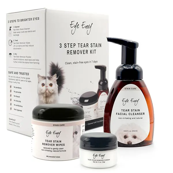 Eye Envy - קיט שלושת השלבים לניקוי כתמי הדמעות 3Step Tear Stain Remover Kit for Cats