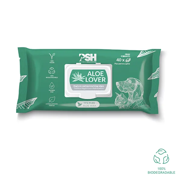 PSH – Pet Skin HealthCare – מגבונים להיגיינה לכלבים ולחתולים Aloe Vera Hygienic Wipes, תמונה 2