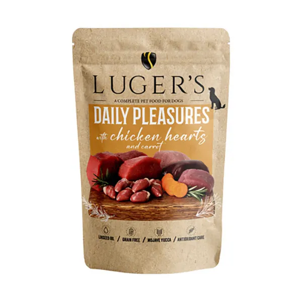 Lugers - מזון רטוב מושלם לכלבים עם לבבות עוף וגזר Daily Pleasures wet Dog food with Chicken Hearts and Carrots, תמונה 3