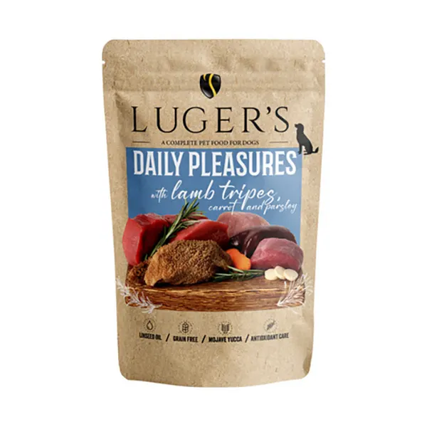 Lugers - מזון רטוב מושלם לכלבים עם קורקבני טלה, גזר ופטרוזיליה Daily Pleasures wet Dog food with Lamb Gizzards, Carrots and Parsley, תמונה 3