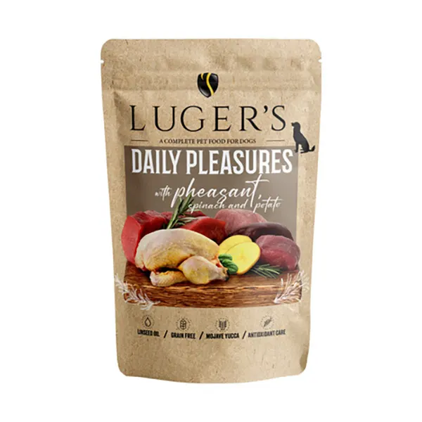 Lugers - מזון רטוב מושלם לכלבים עם פסיון, תרד ותפוח אדמה Daily Pleasures wet Dog food with Pheasant, Spinach and Potato, תמונה 3