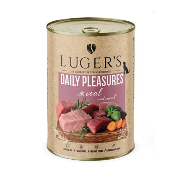 Lugers - מזון רטוב מושלם לכלבים עם עגל וגזר Daily Pleasures wet Dog food with Veal and Carrots, תמונה 2