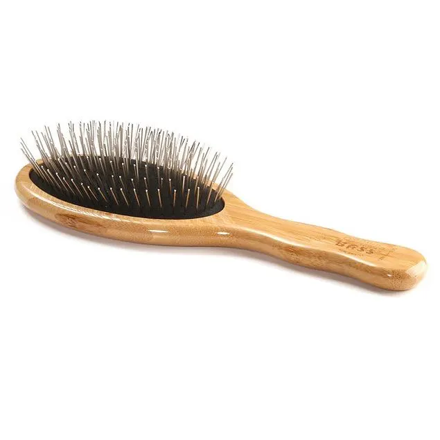 Bass - מברשת פינים אובאלית גדולה Alloy Pin Style & Stimulation Hairbrush Lg Oval