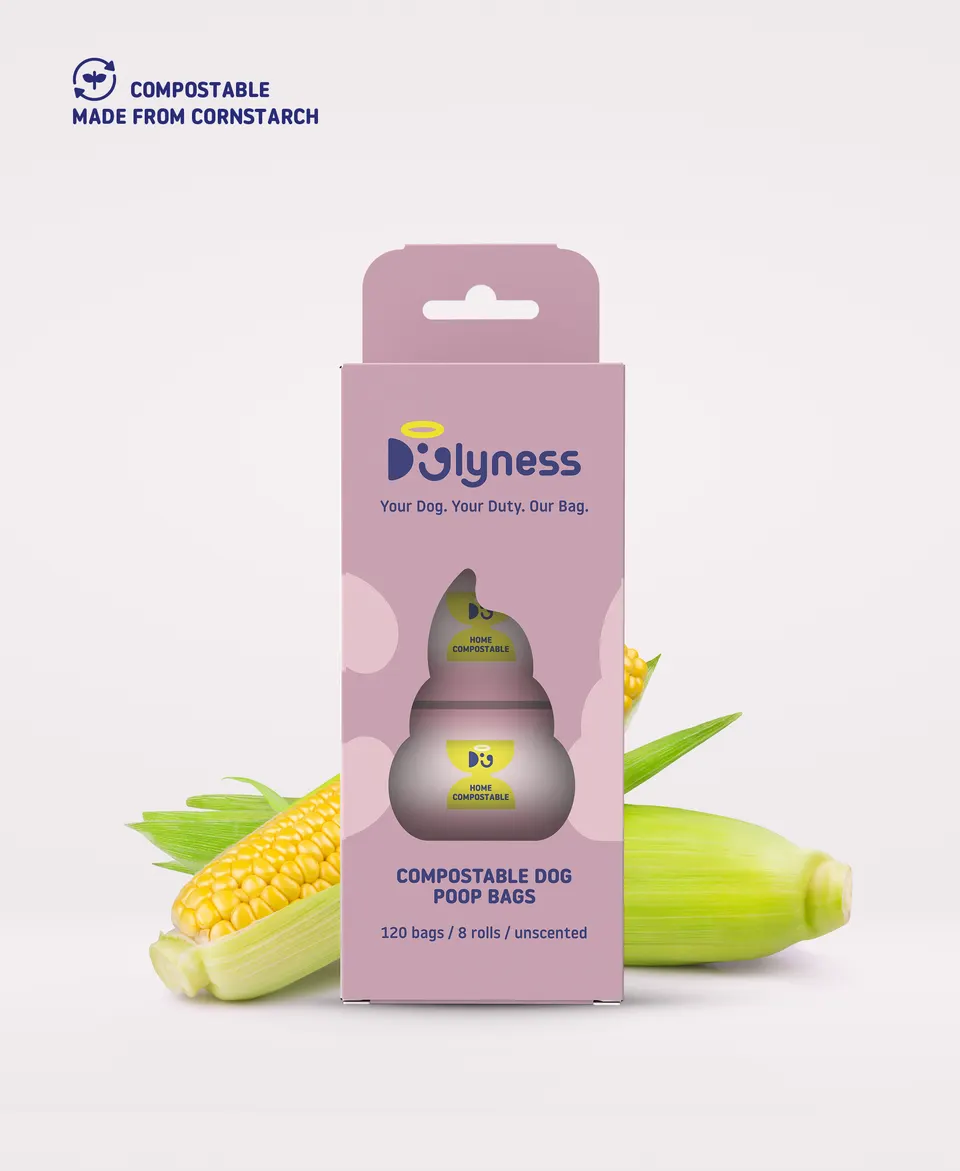 Doglyness - שקיות לאיסוף צרכים | Biodegradable מתכלות SCOOP | Compostable Poop Bags 8 Rolls - 120 Bags
