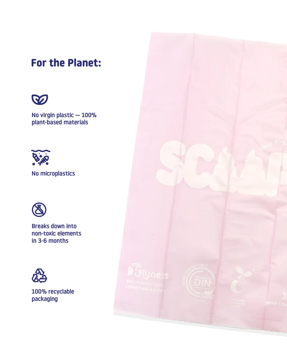 Doglyness - שקיות לאיסוף צרכים | Biodegradable מתכלות SCOOP | Compostable Poop Bags 8 Rolls - 120 Bags, תמונה 2