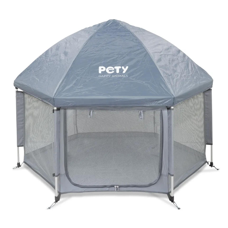 PETY - גדר פעילות (לול) ניידת, לכלבים קטנים וגורים Large Dog Playpen set, With floor Mat and Roof, תמונה 2